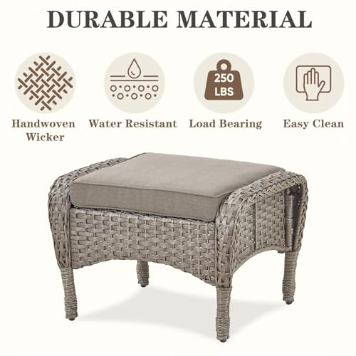 Patio Wicker Chairs Swivel Rocker - Outdoor Swivel Rocking Chairs Set of 2 with Rattan Side Table, Patio Swivel Glider Chair 3 Piece Patio Furniture Sets for Deck Porch Pool Brown/Blue