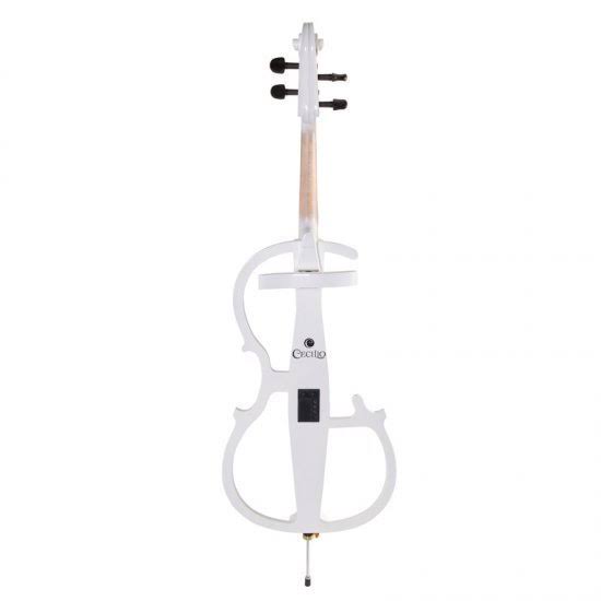 Cecilio CECO-2WH Full Size 4/4 Ebony Electric Silent Pearl White Cello in Style 2 +Soft Case, Bow u0026 Accessories