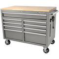 Husky 46 in. W x 24.5 in. D 9-Drawer Gloss Gray Deep Tool Chest Mobile Workbench with Hardwood Top