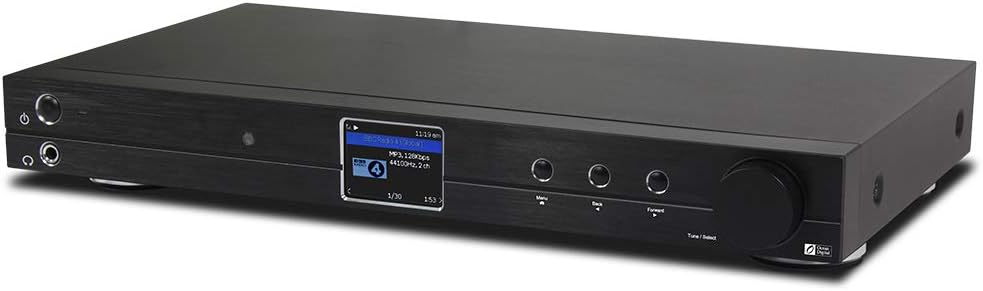 Ocean Digital WiFi Internet Component Radio Tuner (430 mm) WR10 FM/ Ethernet Bluetooth Receiver 2.4 Color Display with Digital Output to Connect Hi-Fi System -Black