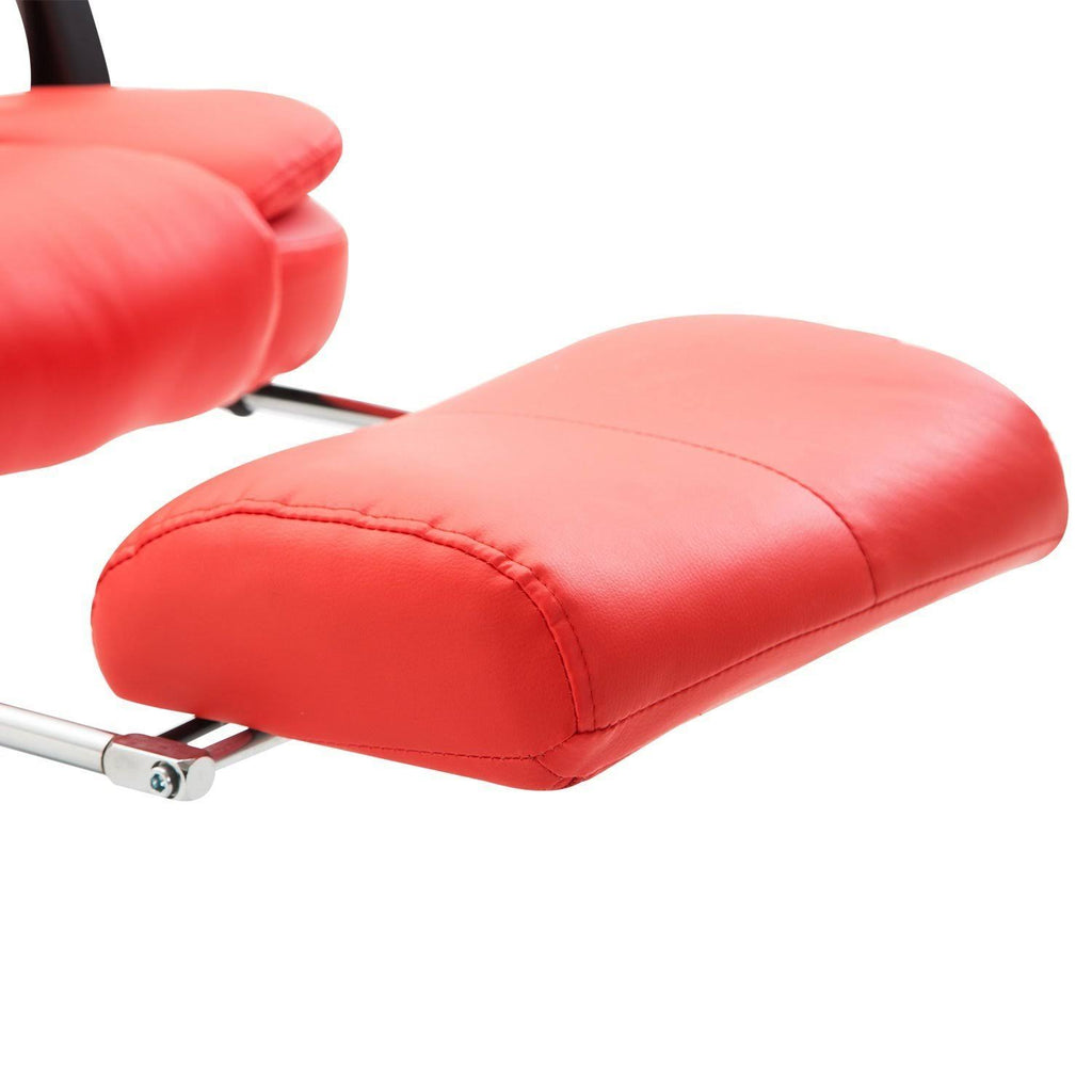 HOMCOM Reclining PU Leather Executive Home Office Chair with Footrest - Red