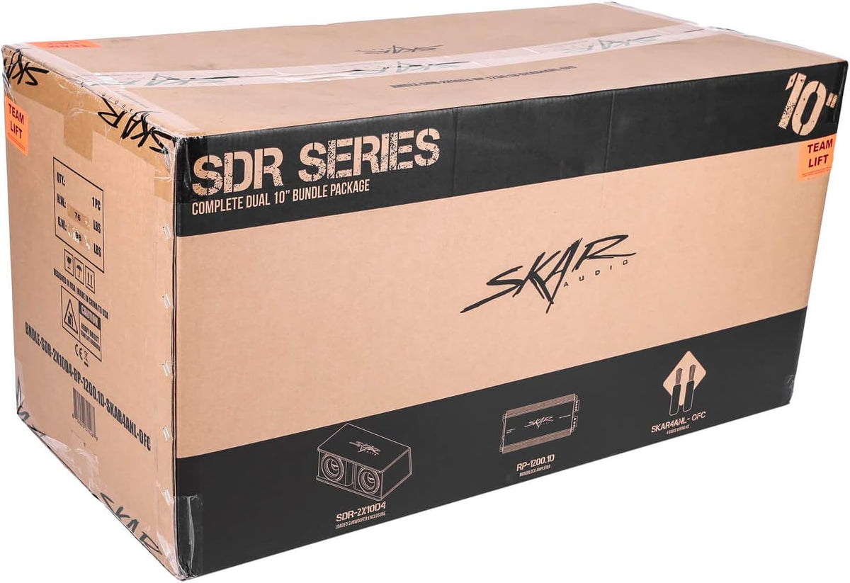 Skar Audio Dual 12 Complete 2,400 Watt SDR Series Subwoofer Bass Package - Includes Loaded Enclosure with Amplifier