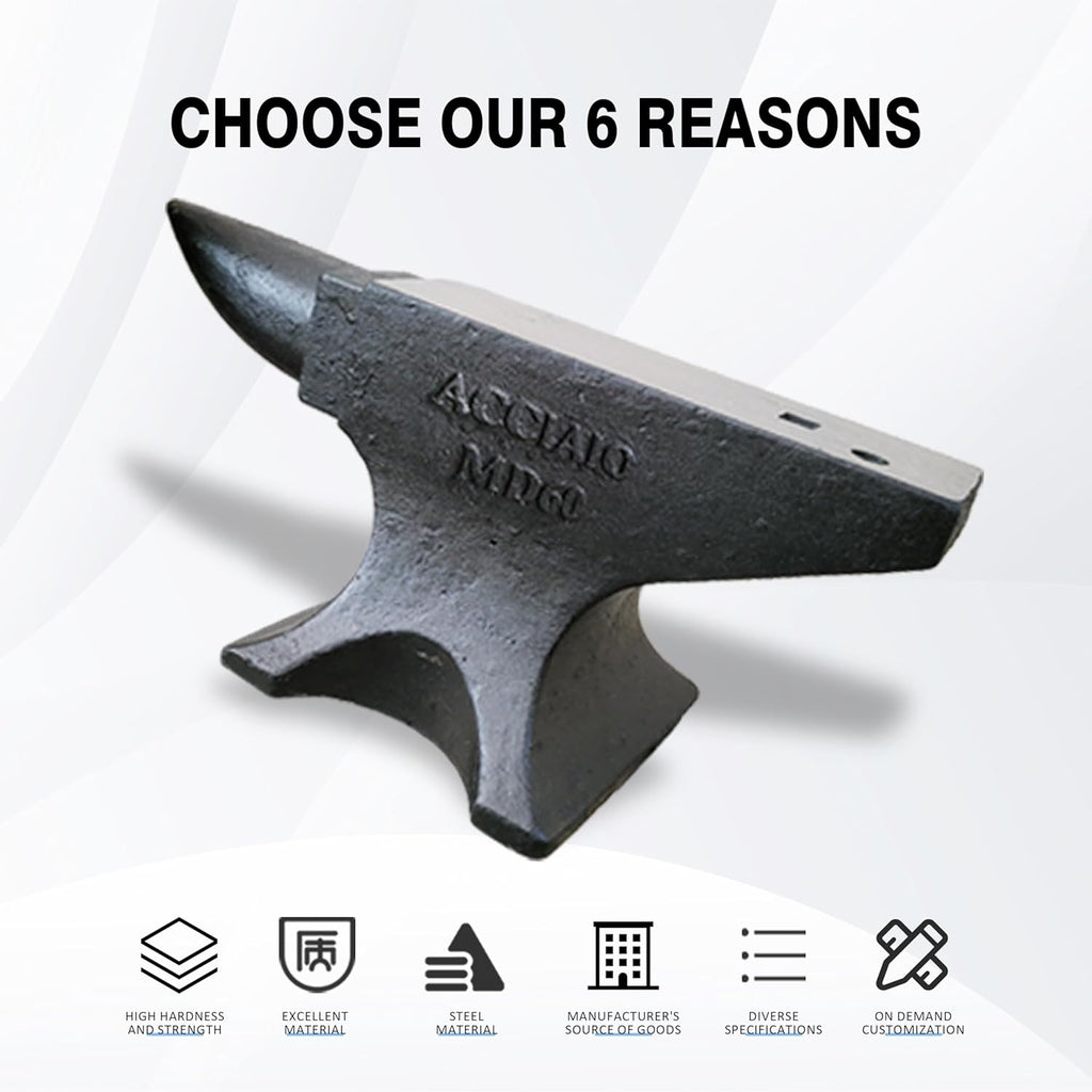 Cast Steel Anvil, 132Lbs High Hardness Rugged Single Horn Anvil, Large Countertop and Stable Base, with Round and Square Hole, Metalsmith Tool for Bending and Shaping