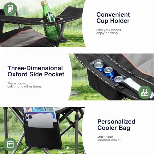 Camping Folding Chair, Heavy Duty Oversized Portable Outdoor Chair, Foldable Camp Chair with Cup Holder and Cooler Bag Support 450 LBS, Green??