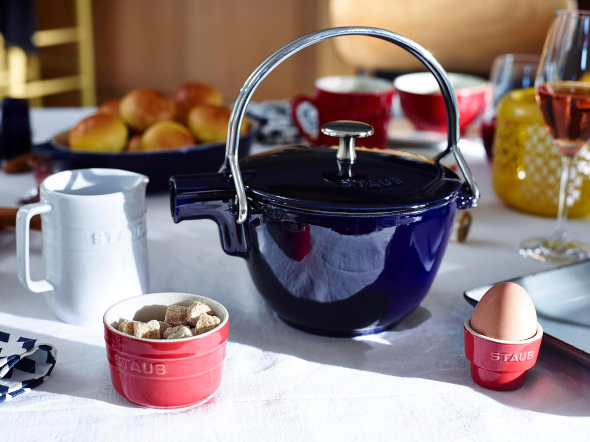 Staub Cast Iron 1-qt Round Tea Kettle - Basil, Made in France