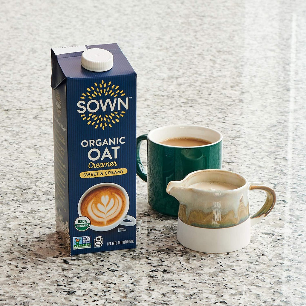 SOWN Organic Oat Creamer Unsweetened - Barista Oat Milk Non Dairy Coffee Creamer - Plant Based, Dairy-Free, Vegan, 0g Added Sugar, Gluten-Free, Non-GMO, Shelf Stable - 32oz (Pack of 6)