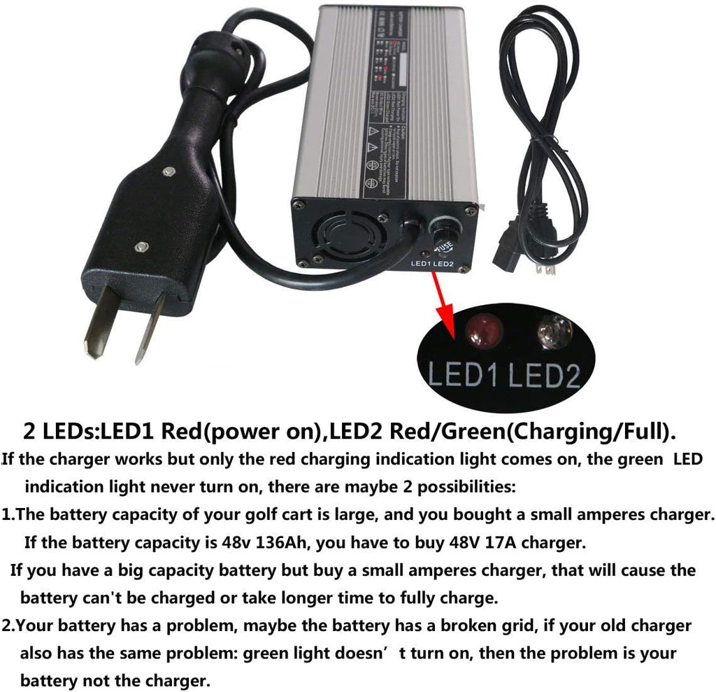 New 48V 6A Golf Cart Battery Charger with Crows Foot Plug