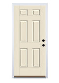 Therma-Tru Benchmark Doors 32-in x 80-in Fiberglass Left-Hand Inswing Ready to Paint Unfinished Prehung Single Front Door in Whi
