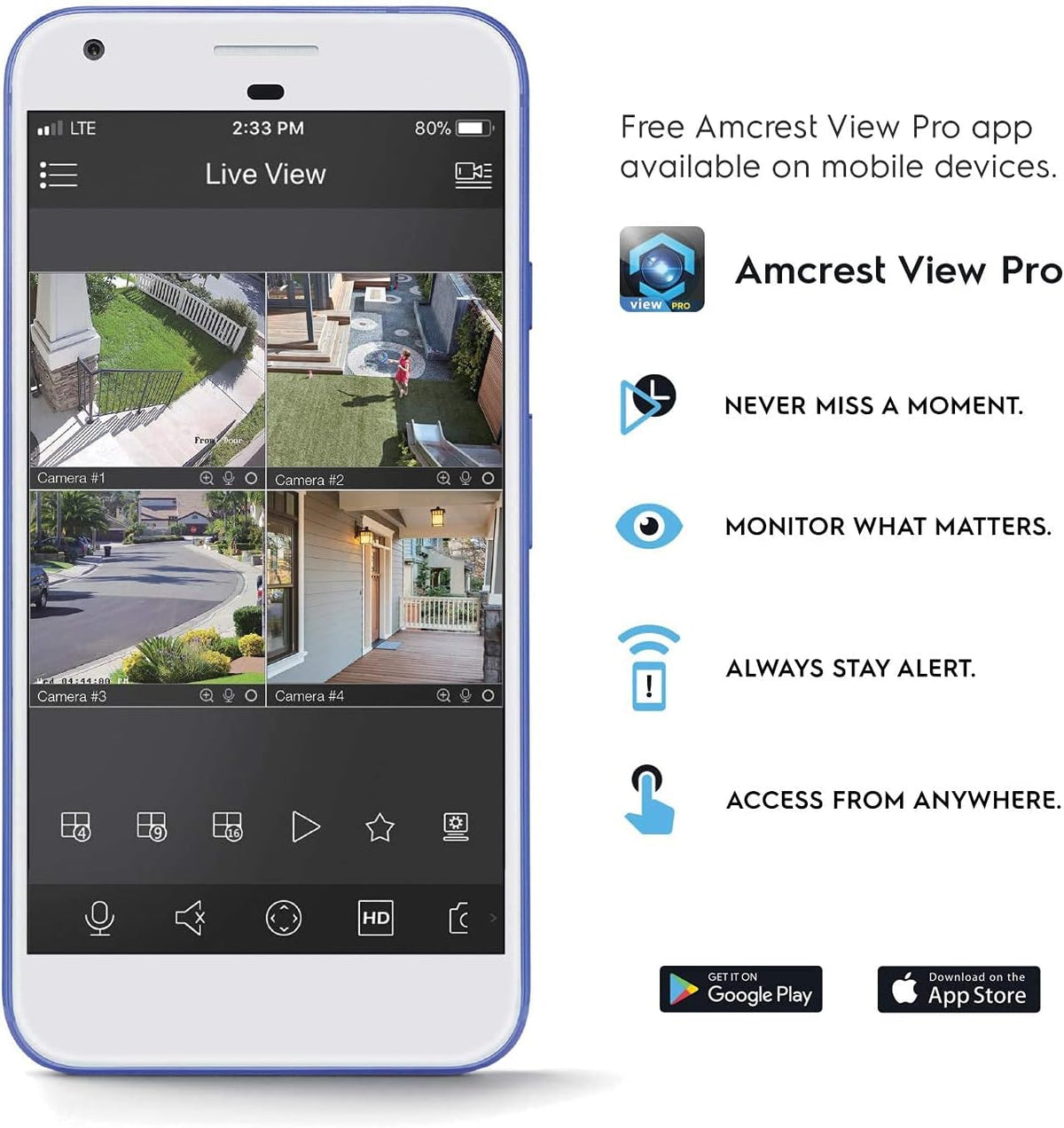 Amcrest 5MP Turret POE Camera, UltraHD Outdoor IP Camera POE with Mic/Audio, 5-Megapixel Security Surveillance Cameras, 98ft NightVision, 2.8mm Lens (103?? FOV), IP67, MicroSD (256GB), (IP5M-T1179EW)