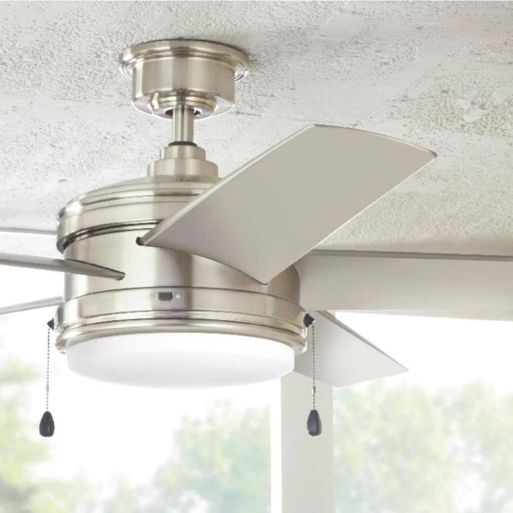 Home Decorators Portwood 60 in LED Indoor/Outdoor Brushed Nickel Ceiling Fan