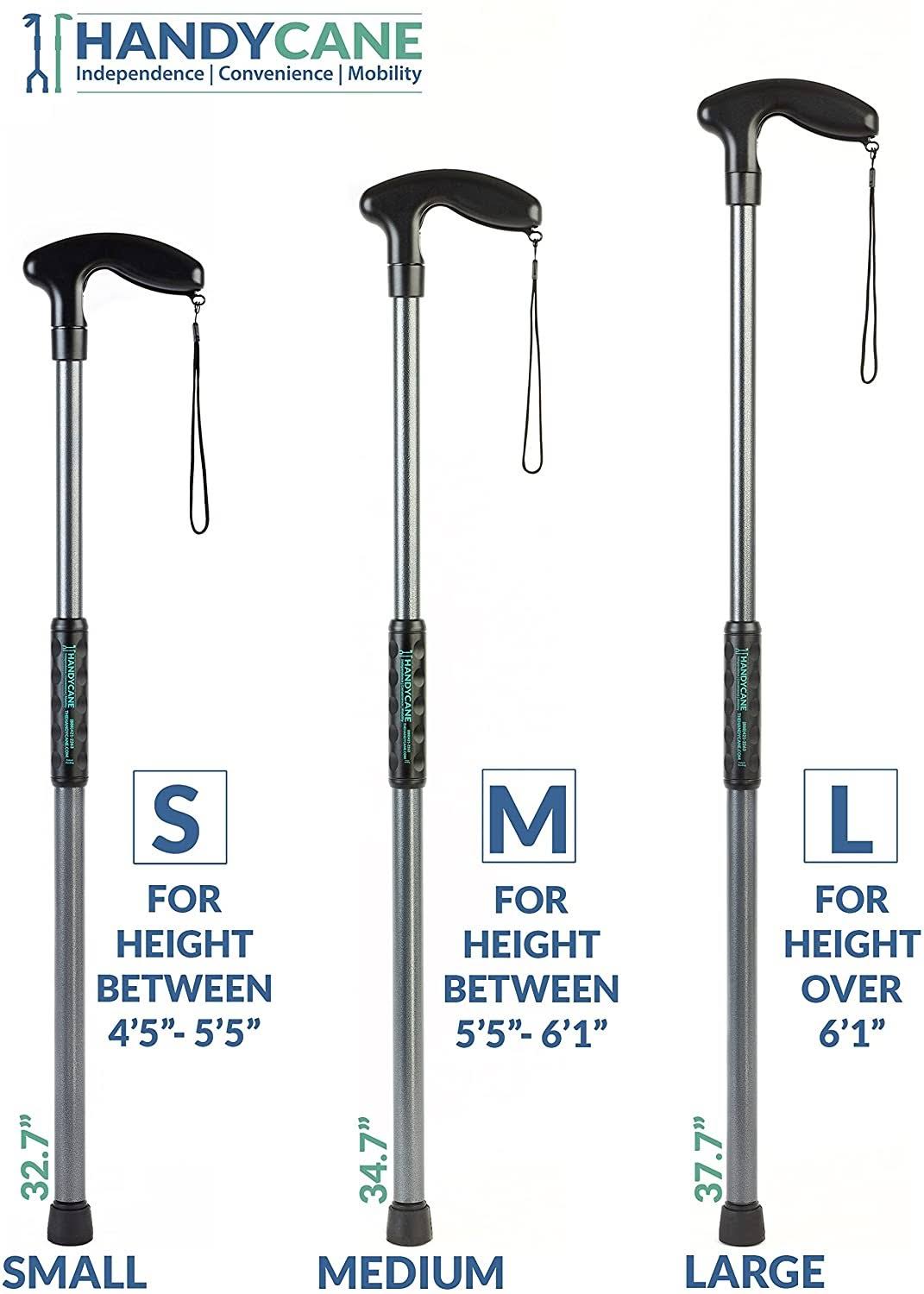 Handy Cane All-in-One Walking Aid with Built-in Reacher Grabber-Medium