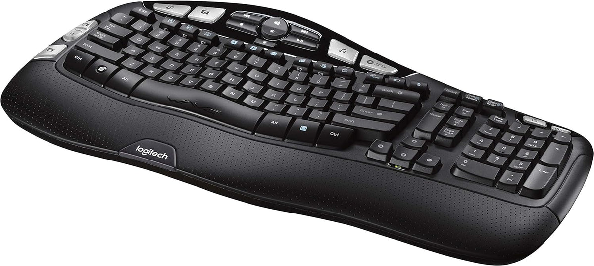 Logitech K350 Wireless Wave Ergonomic Keyboard with Unifying Wireless Technology - Black