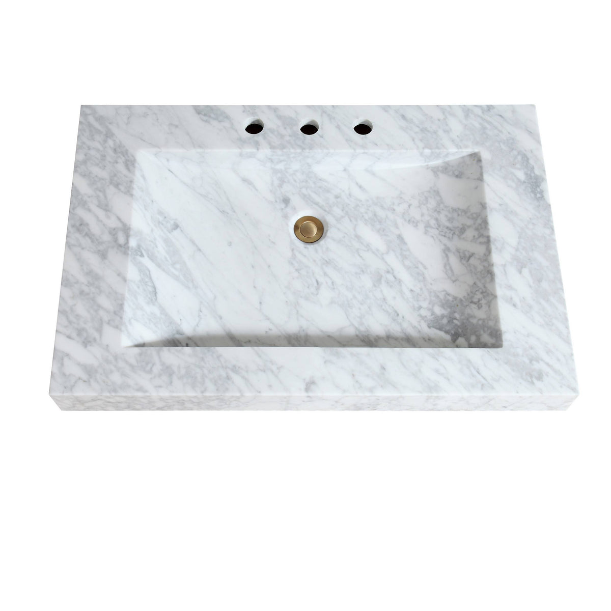 Avanity Carrara White Marble 33x22 Stone Integrated Sink Top