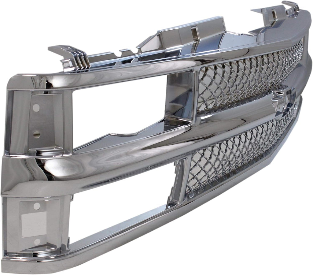 Garage-Pro Grille Assembly Compatible with CHEVROLET C/K FULL SIZE P/U 1994-2000/SUBURBAN 1994-1999 Mesh Insert All Chrome with Dual/Composite HL