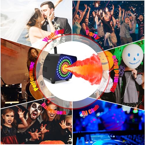 IMONE Smoke Machine with 72 LED Lights, Fog Machine with Remote Control, 500W and 2000 CFM Spray, Perfect for Wedding, Halloween, Party and Stage Effect