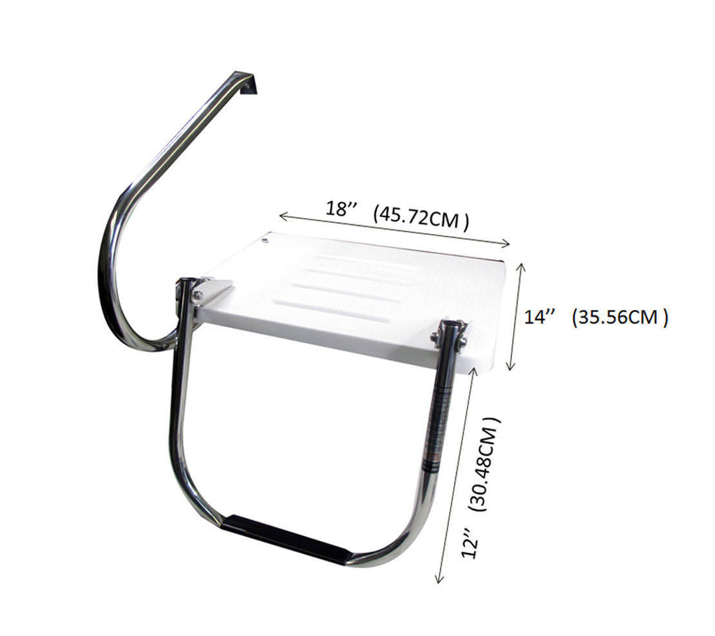 Pactrade Marine Boat Universal Fiberglass Swim Platform Under Mount Fold Down Ladder 1 Step Inboard One Rail