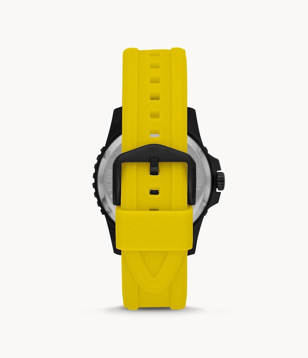 Fossil Mens FB01 ThreeHand Date Yellow Silicone Watch Yellow
