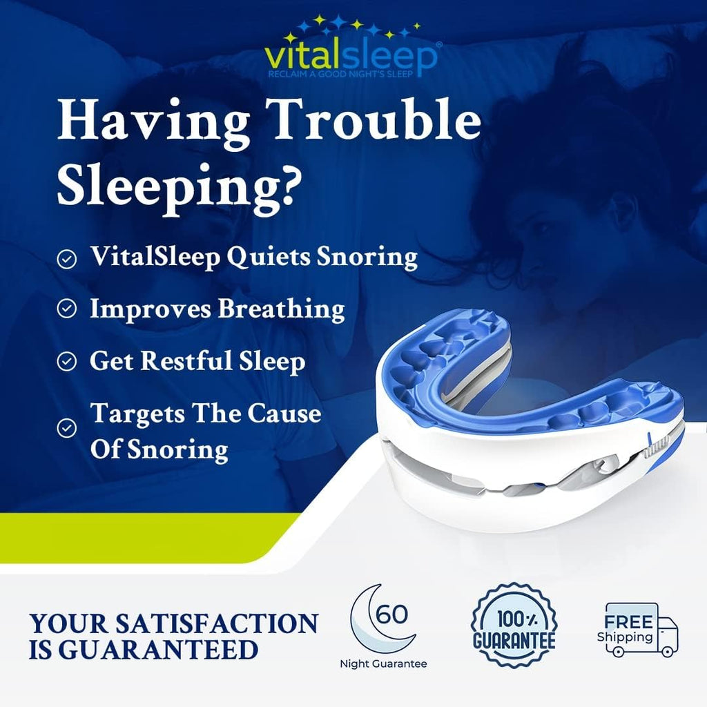 VitalSleep Anti-Snoring Mouthpiece + Sleep Mask, Custom Adjustable Jaw Positioning, USA Made & FDA Cleared Snoring Solution, BPA-Free, Comfortable Fit