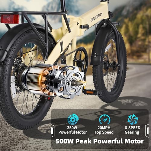 Folding Electric Bike for Adults, 20??3.0 Fat Tire Electric Bicycle, 374.4Wh Battery Ebike, 20MPH Electric Cargo Bike with LCD Color Display & 6 Speed Gears (Fits for 5'0+)