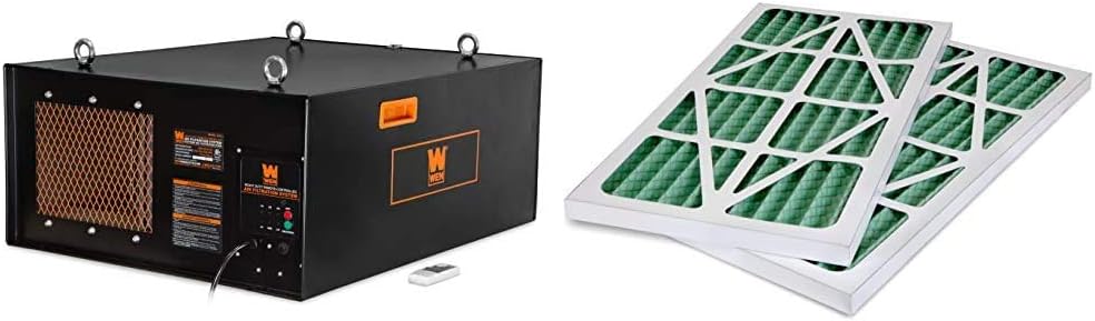 WEN 3410 3-Speed Remote-Controlled Air Filtration System (300/350/400 CFM) & FULTON 4 x 20′ Ultra Flex Clear-Vue Heavy Duty PVC Hose - MADE IN USA!