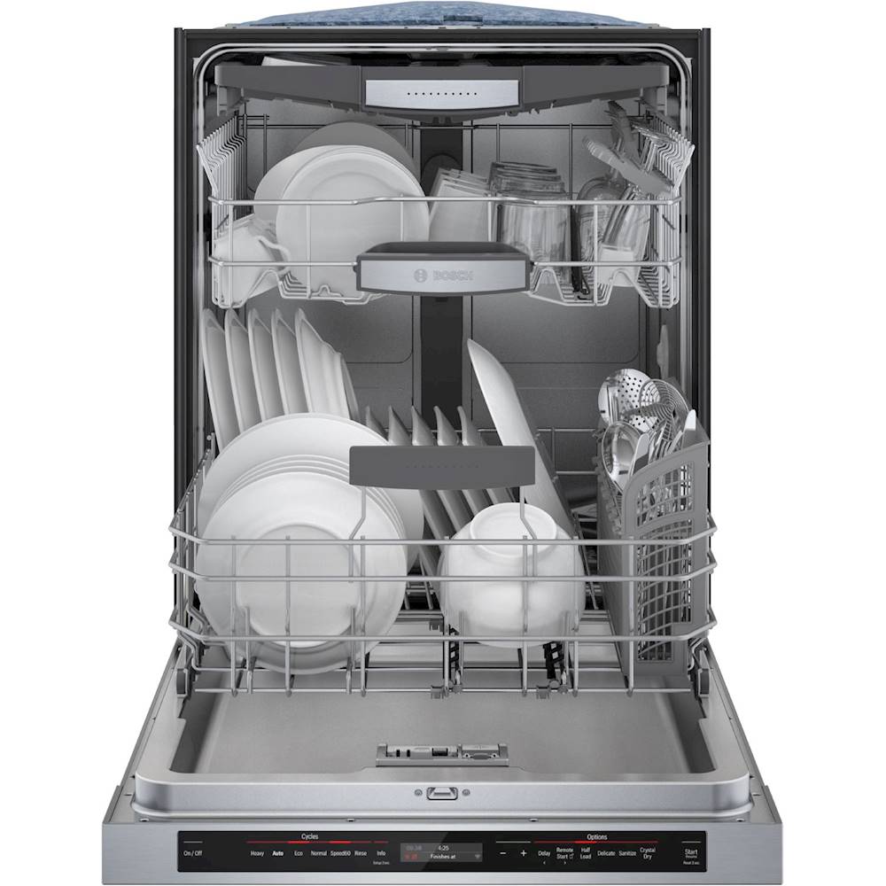 Bosch - 800 Series 24 Top Control Built-In Dishwasher with CrystalDry, Stainless Steel Tub, 3rd Rack, 42 dBa - Stainless steel