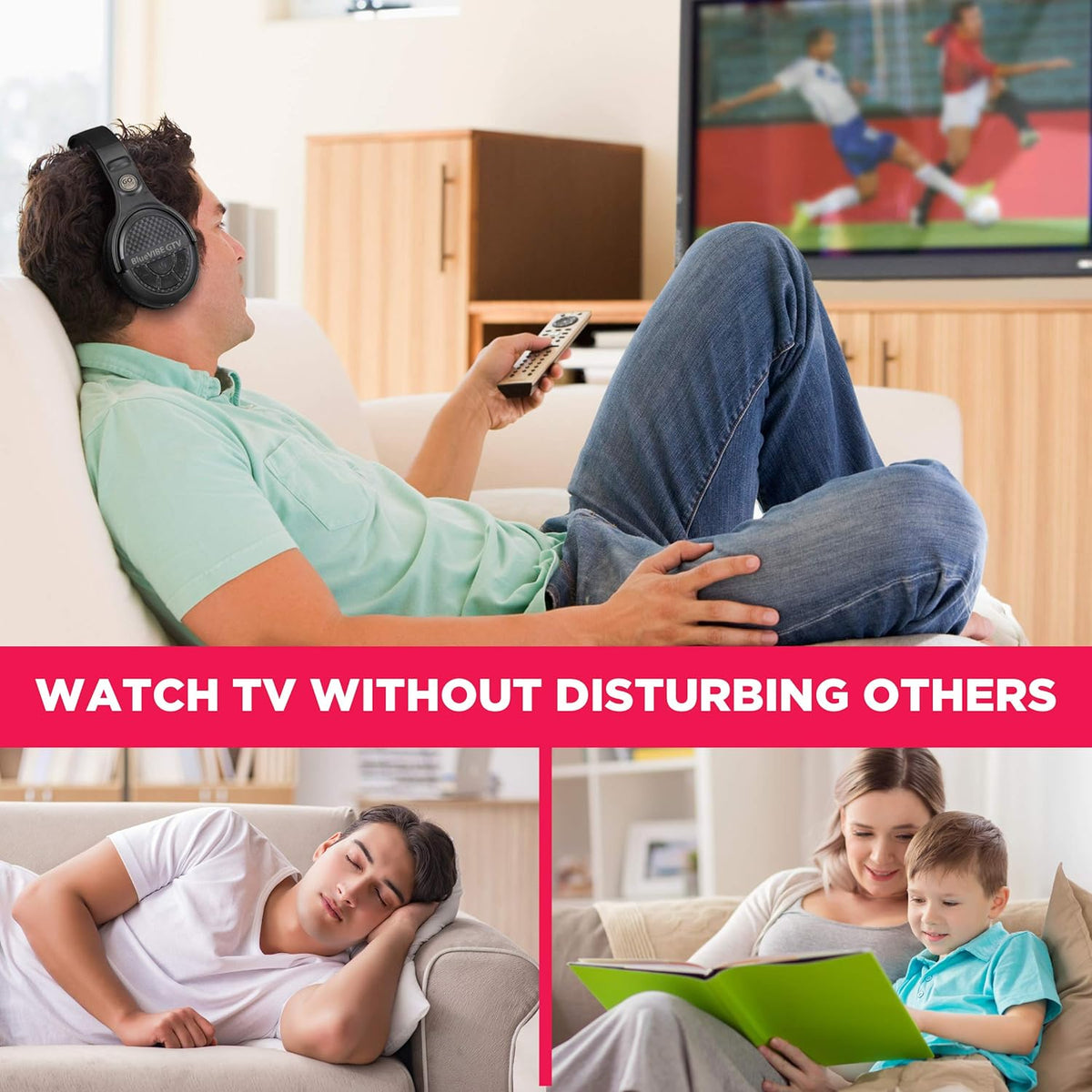 Over-Ear Headphones BlueVIBE GTV TV Headphones Wireless for Hearing Impaired & Seniors ?C Easy Setup Plug and Play for TV Watching, Hard of Hearing ?C 10 Hour Battery Life, No Audio Delay, 2.4GHz RF Transmitter