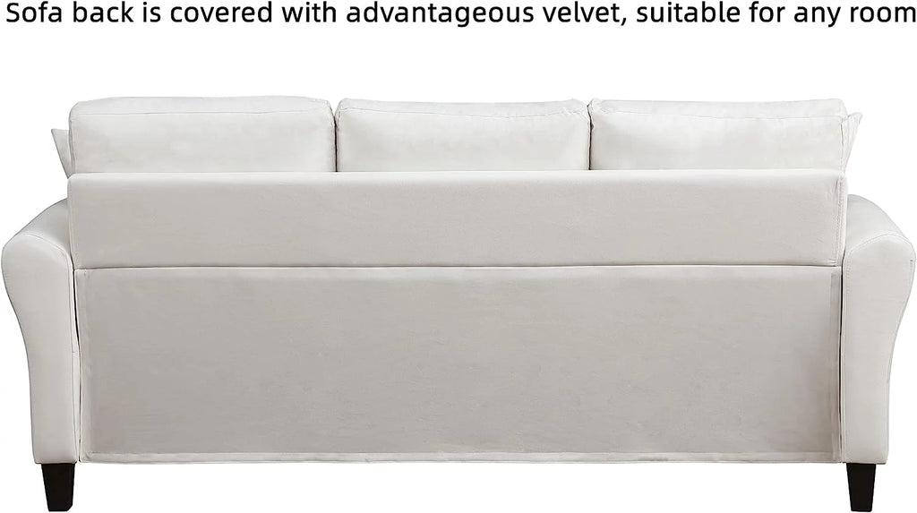 SZLIZCCC Cream Velvet Sofa Three Seater Couch??78 inches Long Sofas,Soft Sitting Sofa??Couches for Living Room, Apartment, Bedroom