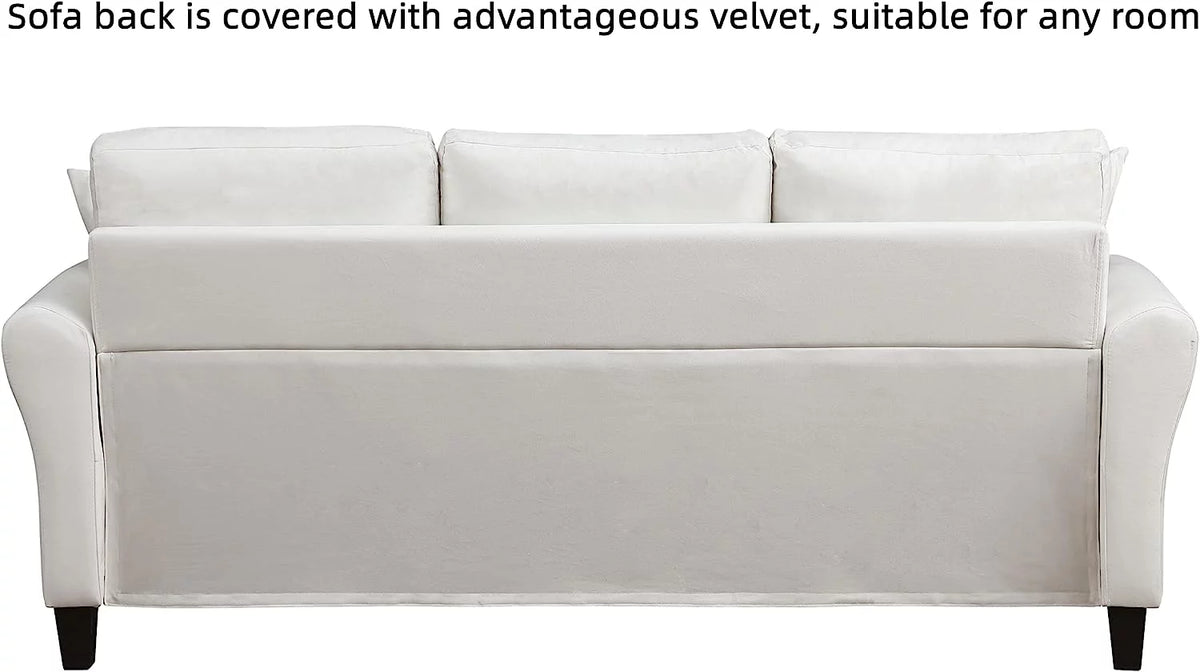 SZLIZCCC Cream Velvet Sofa Three Seater Couch??78 inches Long Sofas,Soft Sitting Sofa??Couches for Living Room, Apartment, Bedroom