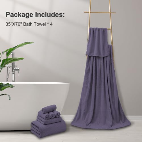 4 Pack Large Bath Towels Set 35x70 Black Oversized Bath Sheet Chair Towels, 600 GSM Ultra Soft & Absorbent Towels for Bathroom, Quick Dry Towel for Gym Hotel Camp Pool