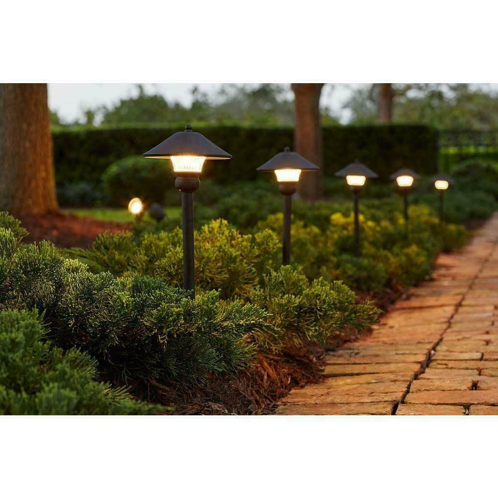 Hampton Bay Low-Voltage Bronze Outdoor LED Landscape Path Light Kit 8-pack