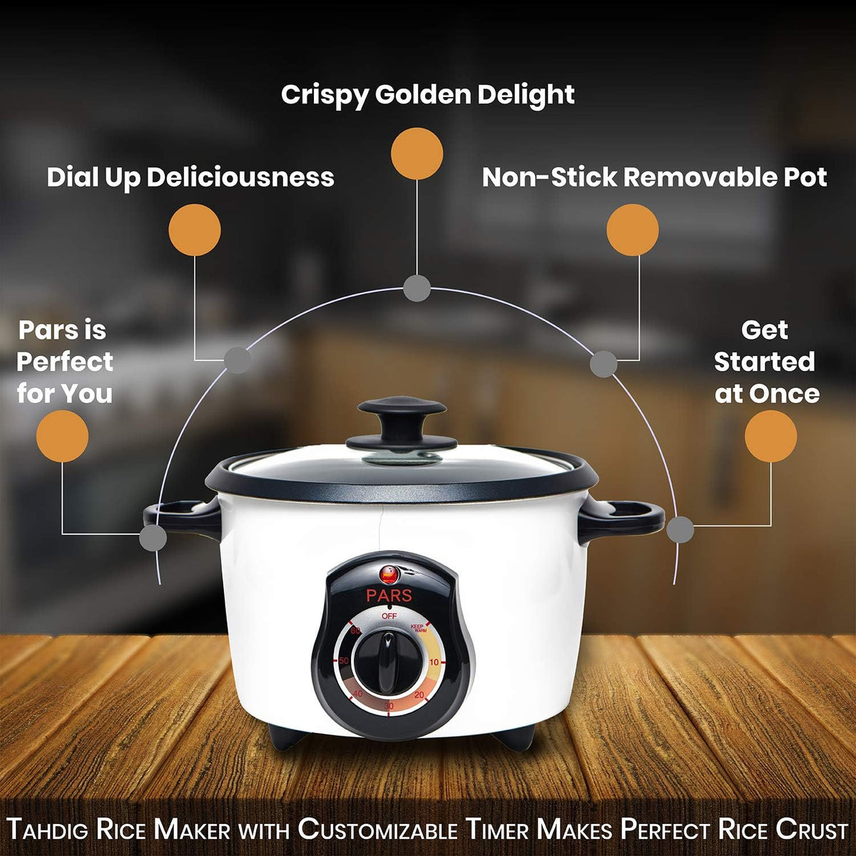 Pars Automatic Persian Rice Cooker - Tahdig Rice Maker Perfect Rice Crust, 10 Cup