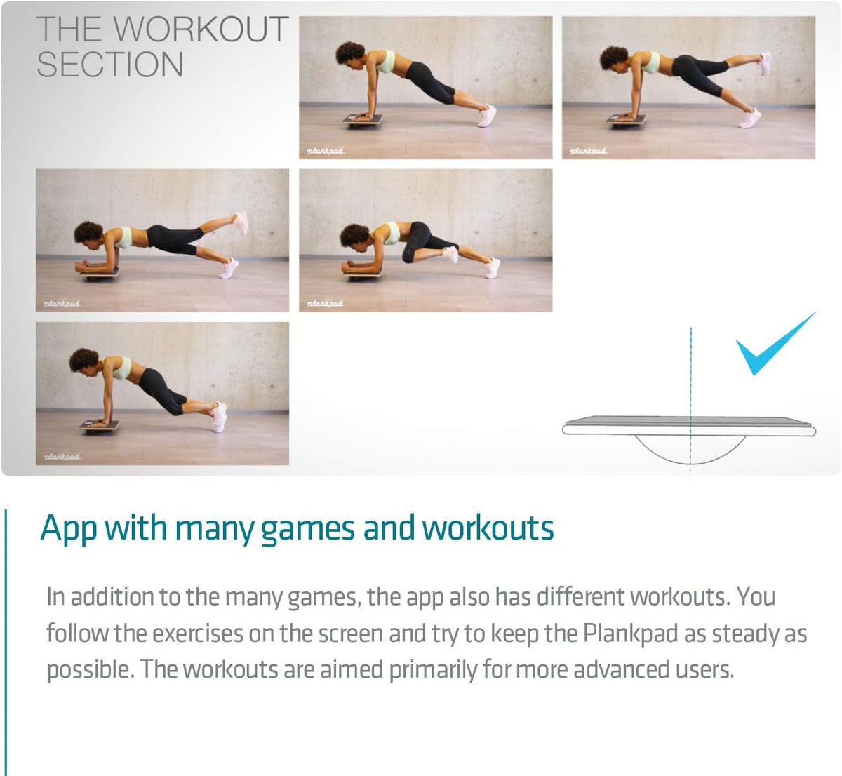 Plankpad PRO - Plank Board Core Trainer & Full Body Fitness while Playing Games & Workouts on iOS/Android App - Balance Board, Exercise Equipment