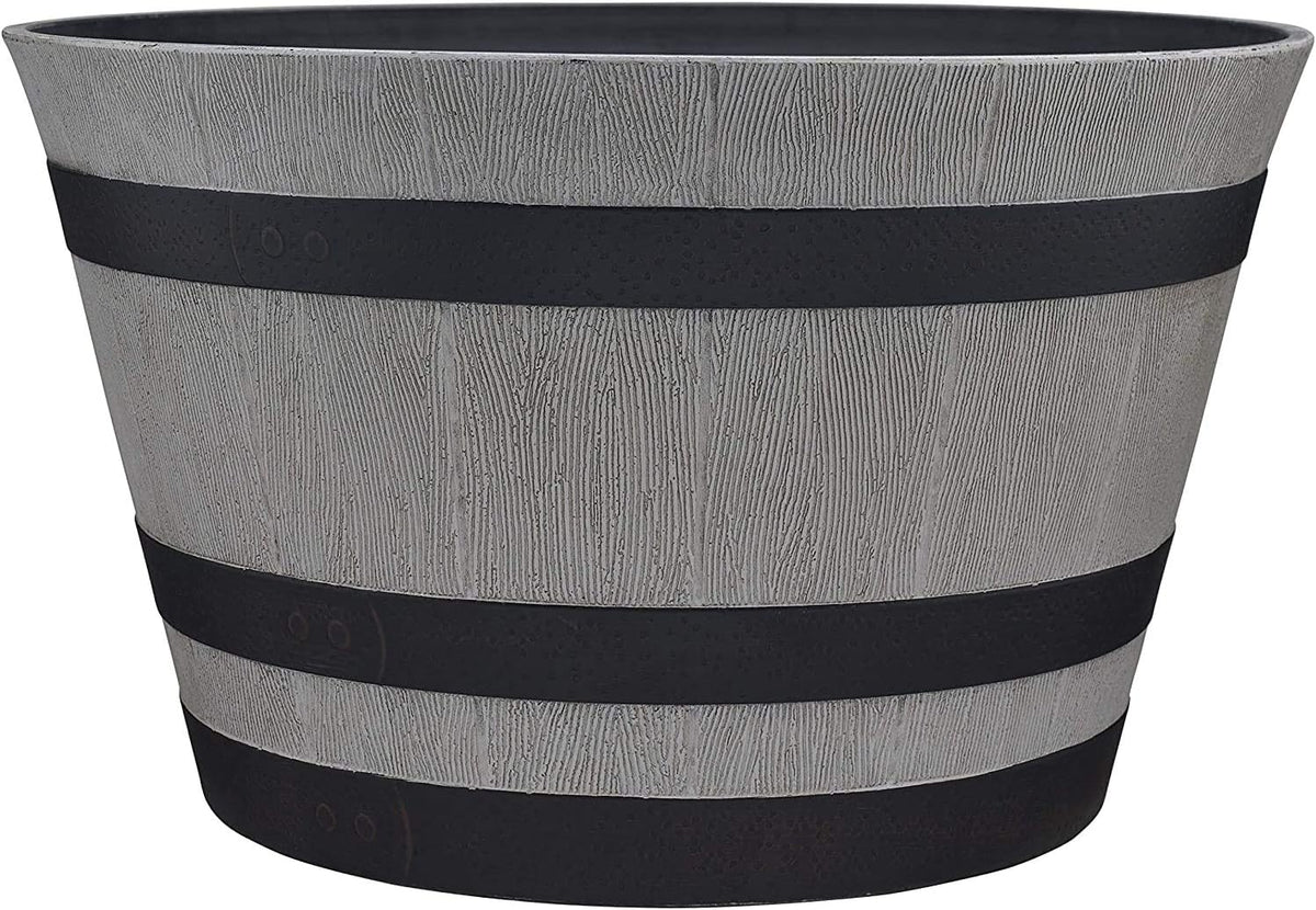 Southern Patio 15.5 Resin Whiskey Barrel Planter, Birchwood Grey (Pack of 4)