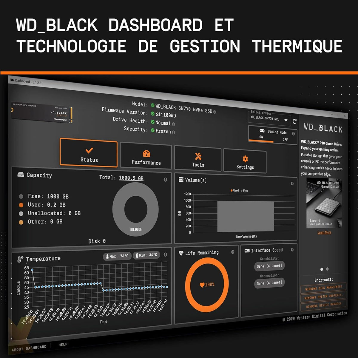 WD_BLACK 2TB SN770 NVMe Internal Gaming SSD Solid State Drive - Gen4 PCIe, M.2 2280, Up to 5,150 MB/s - WDS200T3X0E