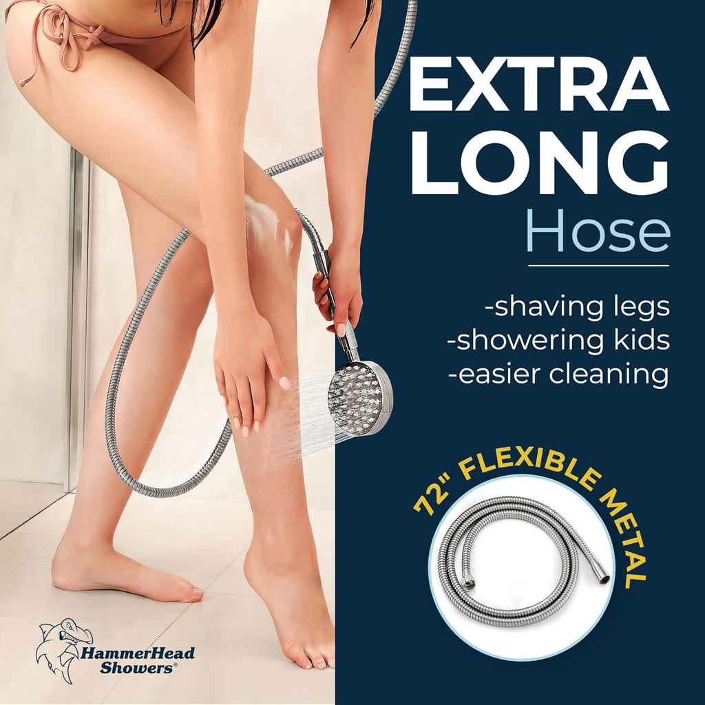 HammerHead Showers? Solid Metal LOW FLOW Handheld Shower Head with Hose and Brass Holder - OIL RUBBED BRONZE ?C Water Saving 1.75 GPM Detachable Shower Head - Adjustable Shower Wand Bracket & 6ft Hose
