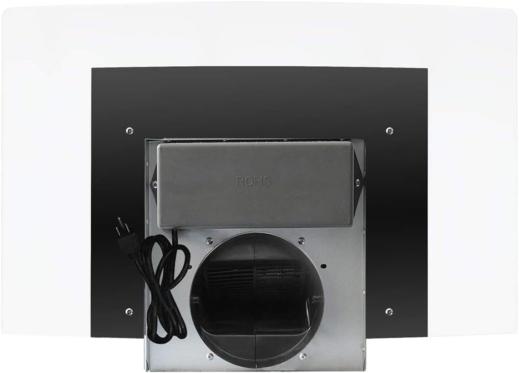 FIREGAS Island Range Hood 36 inch 450 CFM with Chimney,Tempered Glass,4 LED Lights,3 Speed Fan,Touch Control,Permanent Filter,Charcoal Filter,Stainless Steel,Island Mount,Ceiling Mount