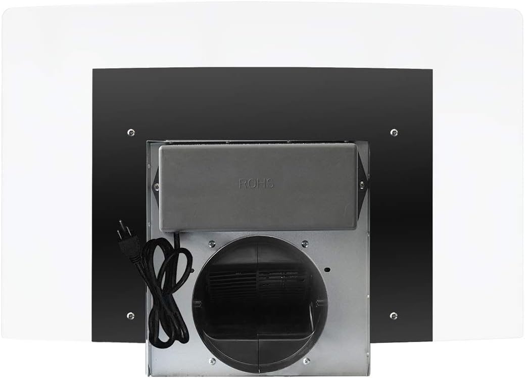 FIREGAS Island Range Hood 36 inch 450 CFM with Chimney,Tempered Glass,4 LED Lights,3 Speed Fan,Touch Control,Permanent Filter,Charcoal Filter,Stainless Steel,Island Mount,Ceiling Mount