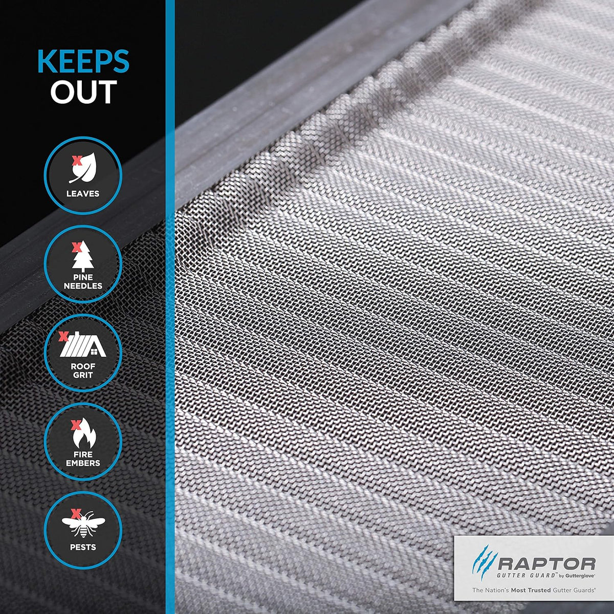 Stainless Steel Micro-Mesh, Raptor Gutter Guard: A Contractor-Grade DIY Gutter Cover That fits Any roof or Gutter type-48ft to a Box and fits a 5 Gutter.