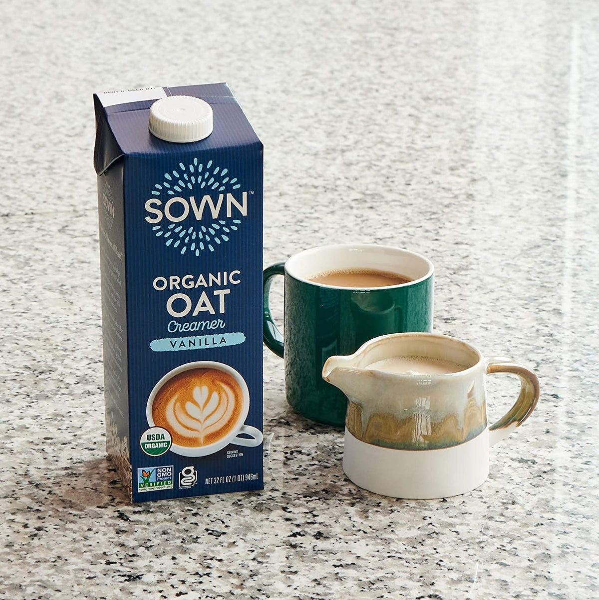 SOWN Organic Oat Creamer Unsweetened - Barista Oat Milk Non Dairy Coffee Creamer - Plant Based, Dairy-Free, Vegan, 0g Added Sugar, Gluten-Free, Non-GMO, Shelf Stable - 32oz (Pack of 6)