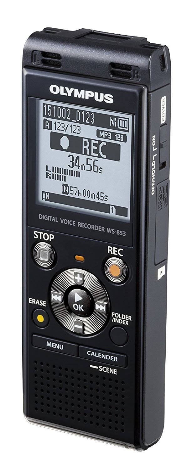 Olympus WS-853 Digital Voice Recorder - 8 GB - up to 260 hrs (MP3 Recording) - 64 kbps - Black