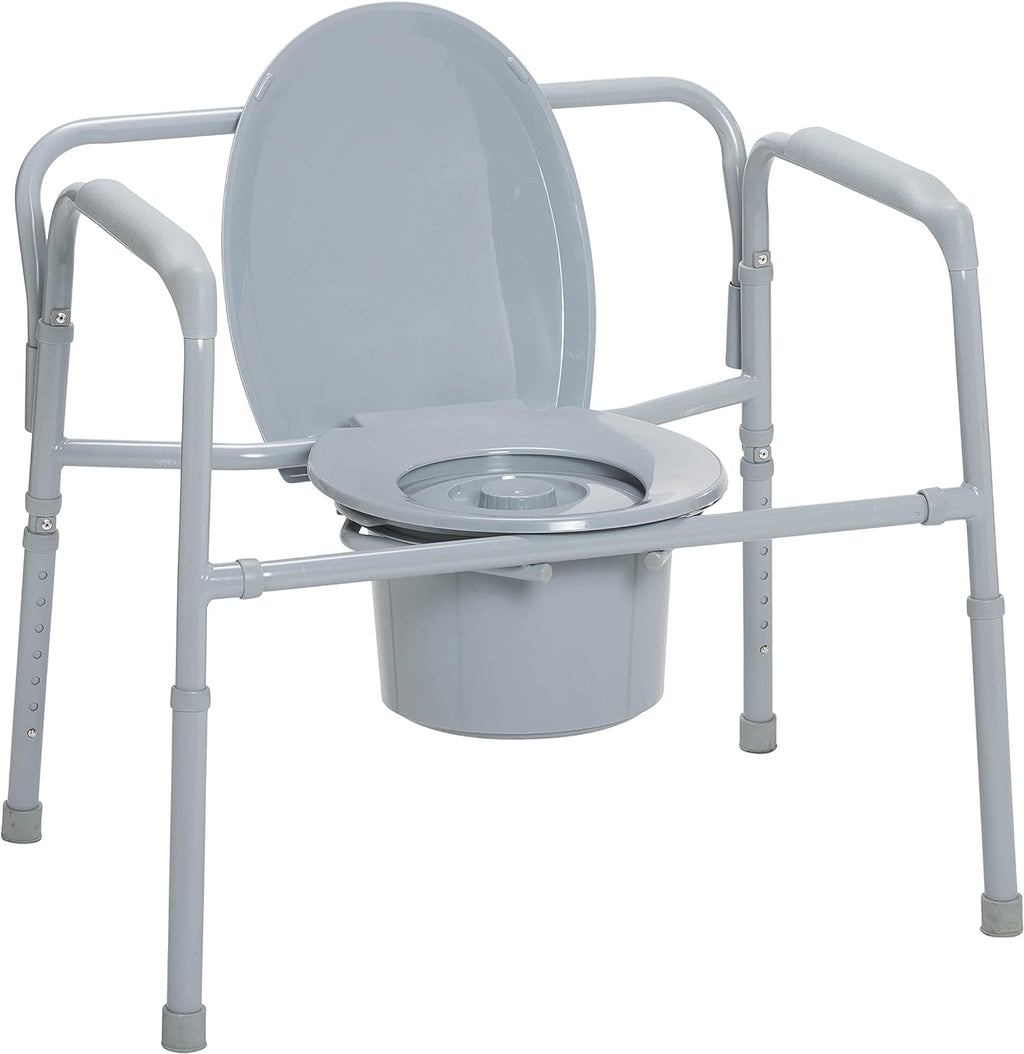 Drive Medical 11117N-1 Bariatric Commode Chair for Toilet with Arms, Gray