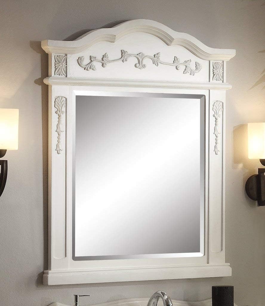 30.75 Ellenton Antique Style White Bathroom Sink Vanity & Mirror Set HF-080W-AW-BS-MIR