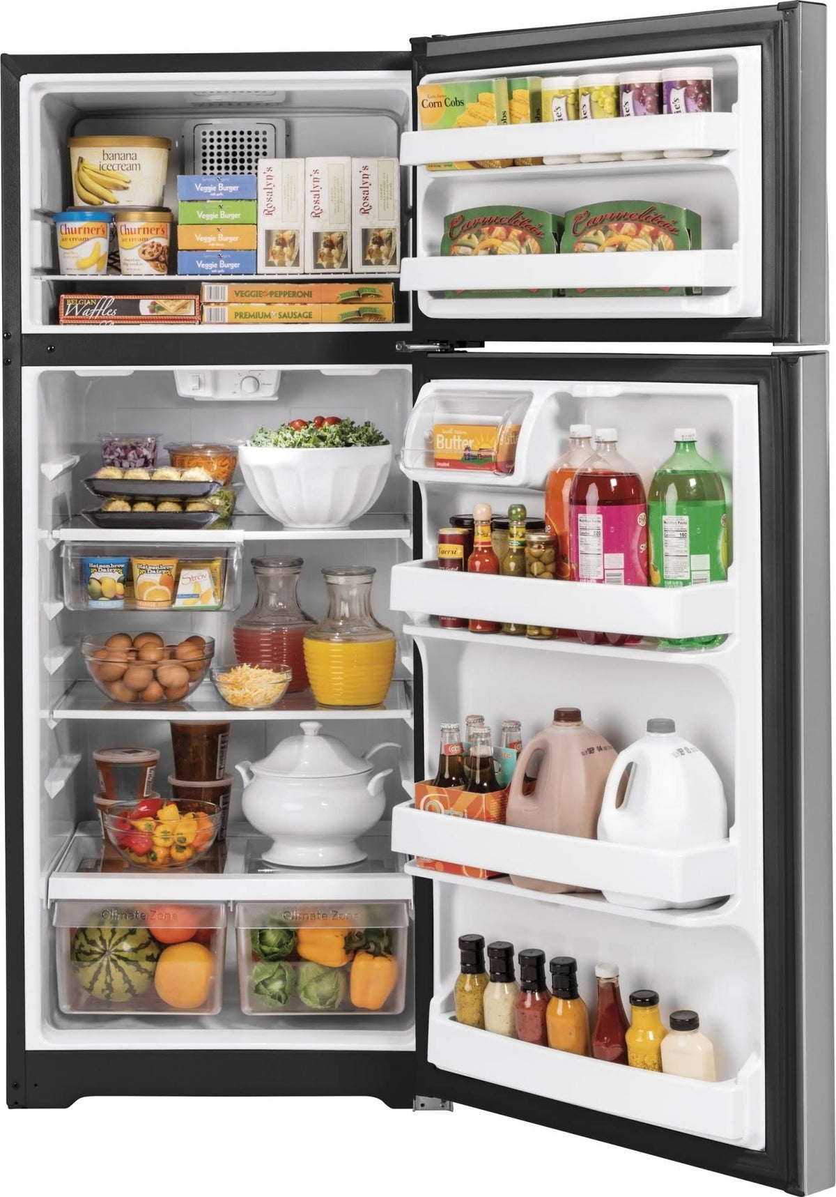 GE 17.5 Cu. ft. Stainless Steel Top Freezer Refrigerator-GTS18GSNRSS
