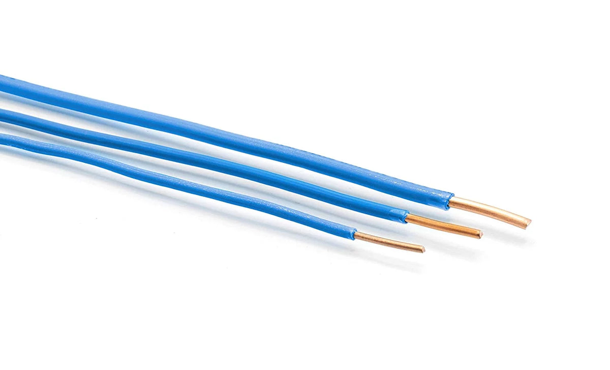 50 Feet (15 Meter) - Insulated Solid Copper THHN / THWN Wire - 12 AWG, Wire is Made in the USA, Residential, Commerical, Industrial, Grounding, Electrical rated for 600 Volts - In Blue