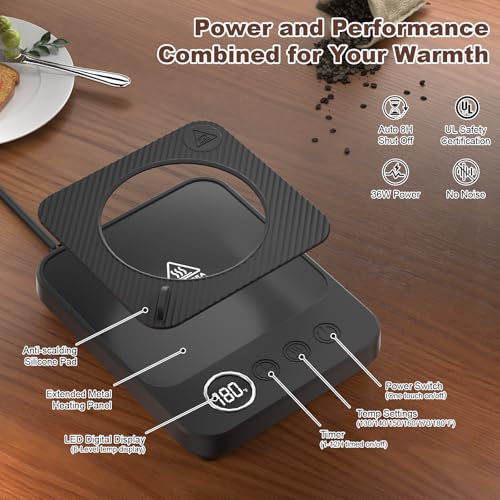 Coffee Mug Warmer & Mug Set for Desk, Electric Coffee Cup Warmer with 16oz Heated Mug, Smart Coffee Heater with Auto Shut Off for Office/Home, Christmas/Birthday/Coffee Gifts for Men & Women,Black