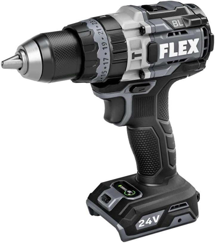 FLEX 24V Brushless Cordless 1/2-Inch 1,400 In-Lbs Torque 2-Speed Hammer Drill Turbo Mode Kit with 6.0Ah Stacked Lithium Battery and 280W Rapid Charger - FX1271T-1H