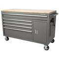 Husky 56 in. W 5-Drawer 1-Door, Deep Tool Chest Mobile Workbench in Gloss Gray with Hardwood Top