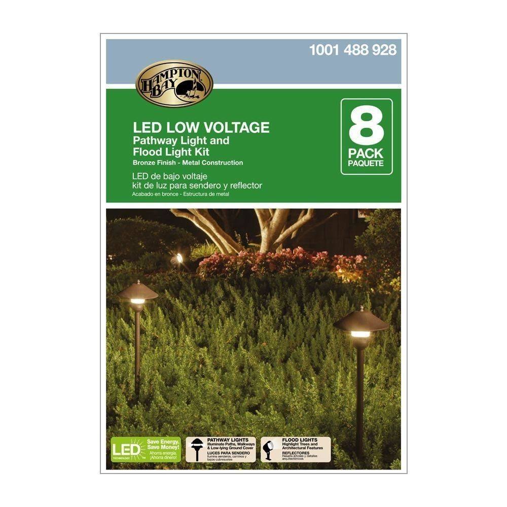 Hampton Bay Low-Voltage Bronze Outdoor LED Landscape Path Light Kit 8-pack