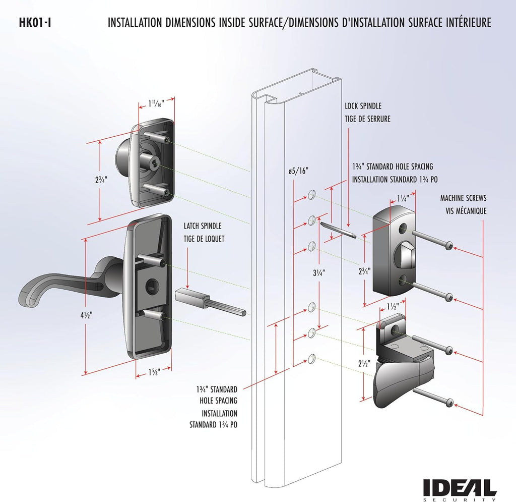 Ideal Security Door Lever with Deadbolt Lock for Storm and Screen Doors, Satin Gold