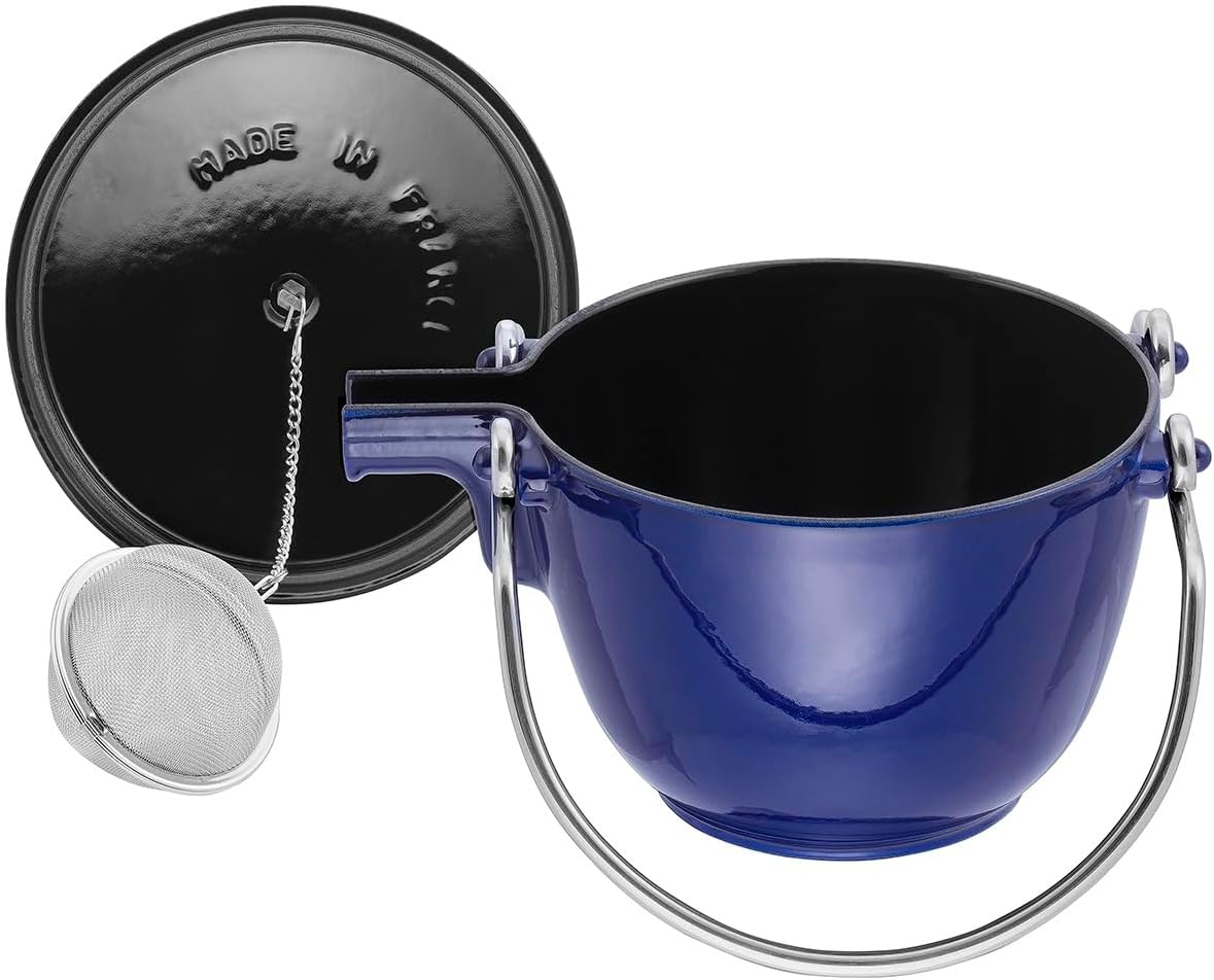 Staub Cast Iron 1-qt Round Tea Kettle - Basil, Made in France